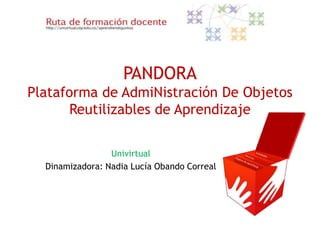 PANDORA
Plataforma de AdmiNistración De Objetos
       Reutilizables de Aprendizaje

                 Univirtual
  Dinamizadora: Nadia Lucía Obando Correal
 