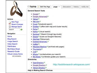 http://toolsforsearch.wikispaces.com/ 