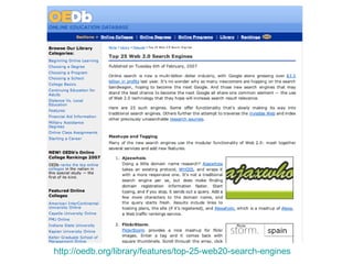 http://oedb.org/library/features/top-25-web20-search-engines 
