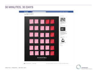 30 MINUTES, 30 DAYS
CREATIVE | PANDORA | 29th MAY 2013
 
