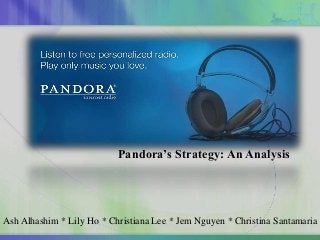 Pandora’s Strategy: An Analysis




Ash Alhashim * Lily Ho * Christiana Lee * Jem Nguyen * Christina Santamaria
 