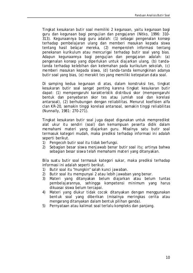 Panduan Analisis Butir Soal