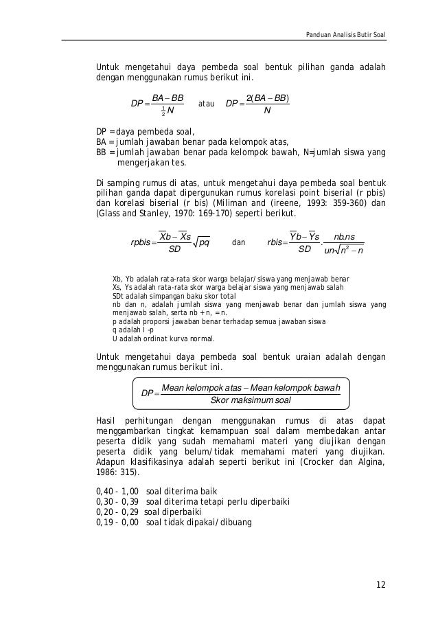 Panduan Analisis Butir Soal