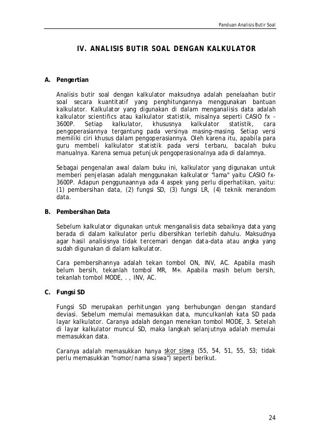 Panduan Analisis Butir Soal