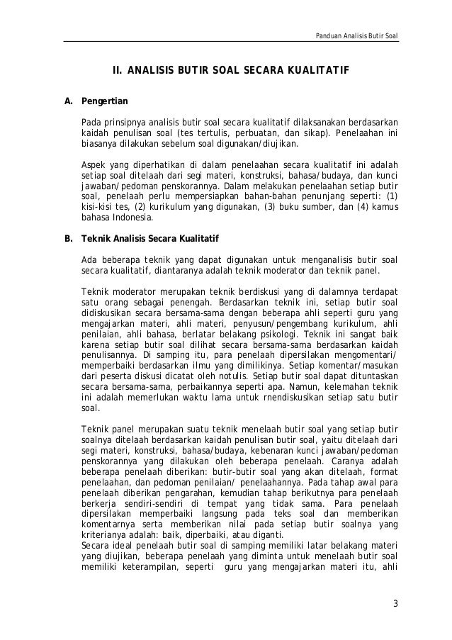 Panduan Analisis Butir Soal