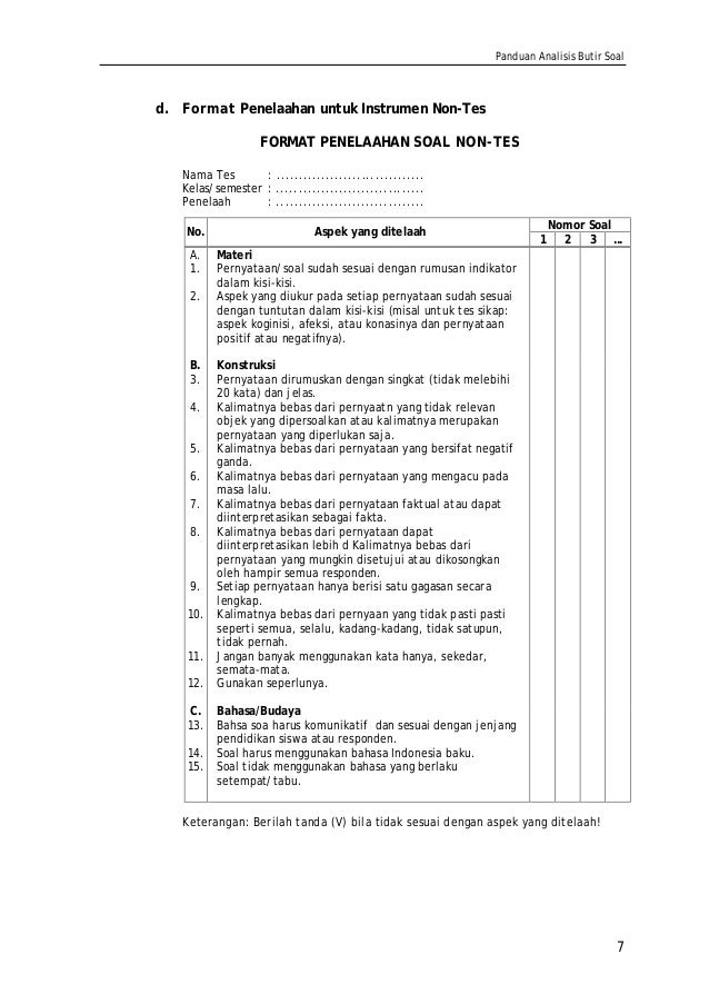 Panduan Analisis Butir Soal