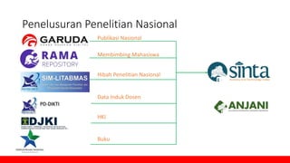 Penelusuran Penelitian Nasional
PD-DIKTI
Publikasi Nasional
Membimbing Mahasiswa
Hibah Penelitian Nasional
Data Induk Dosen
HKI
Buku
 
