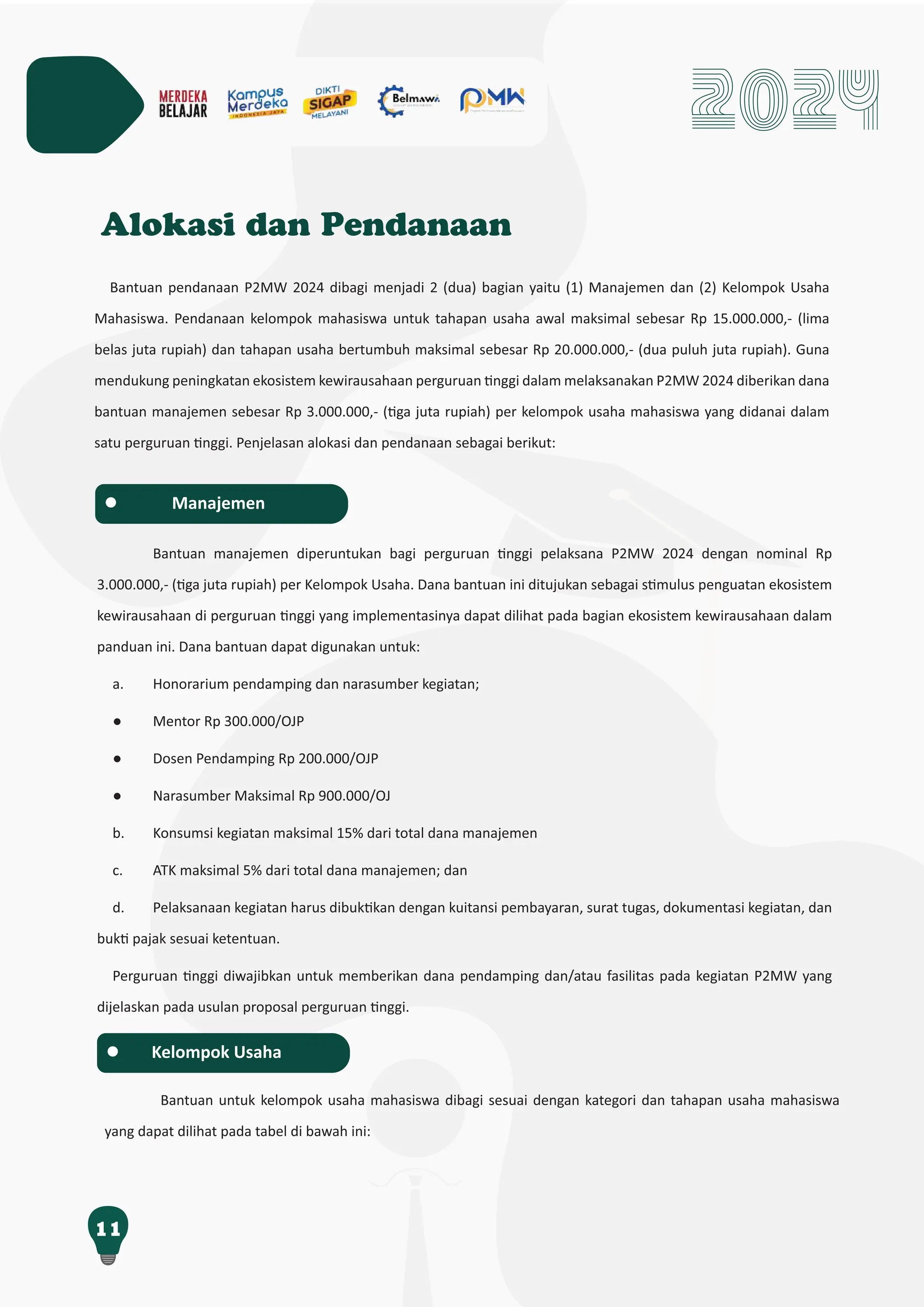 Panduan P2MW 2024 sebagai panduan dalam penyusunan proposal p2mw 2024 | PDF