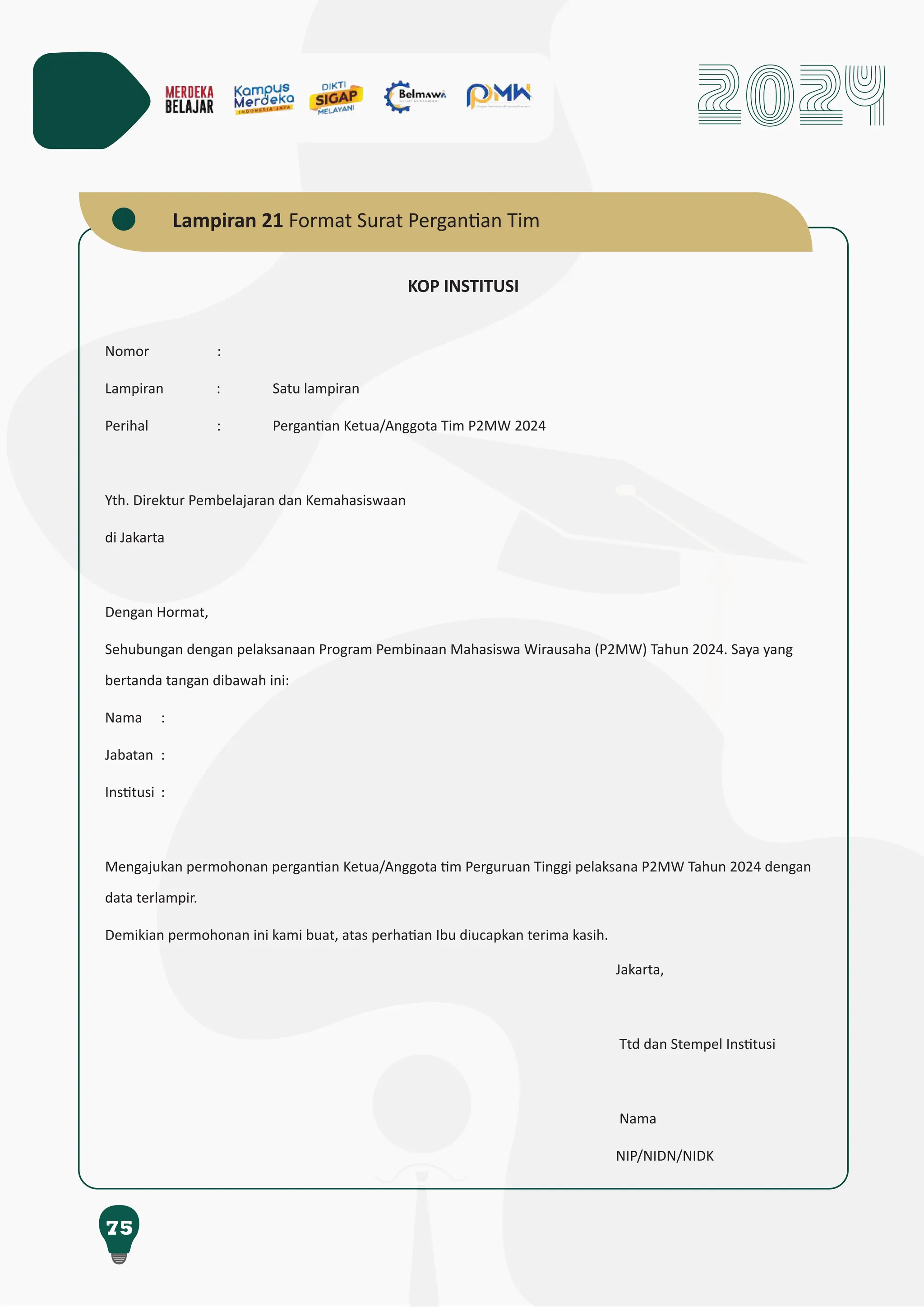 Panduan P2MW 2024 sebagai panduan dalam penyusunan proposal p2mw 2024 | PDF