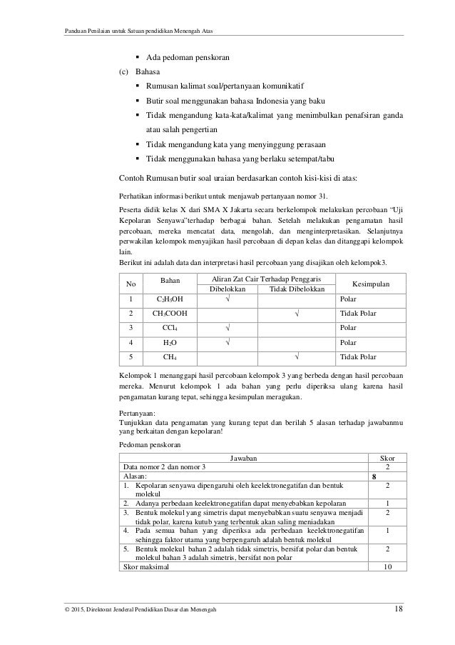 Rubrik Penilaian Soal Uraian Bahasa Indonesia - Carles Pen