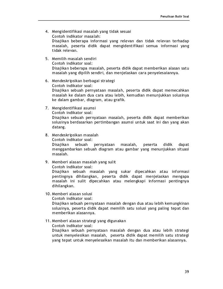 Panduan Penulisan Butir Soal