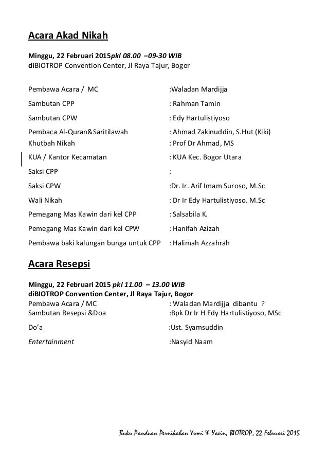 Rundown Acara Pernikahan