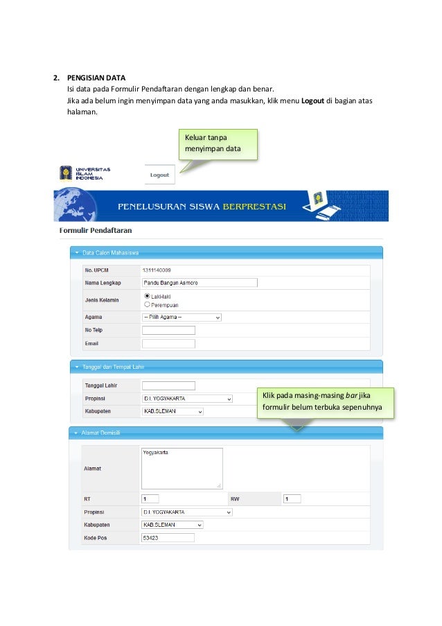 google pendaftaran formulir Universitas Islam Panduan psb Indonesia