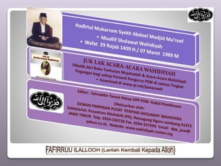 Panduan Acara-acara Wahidiyah | PPT