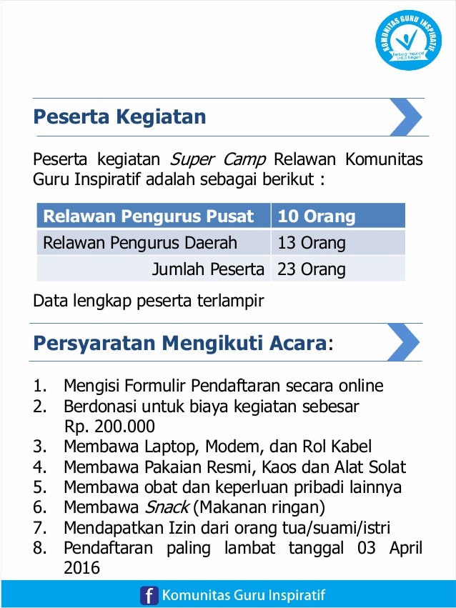 8 suci formulir pendaftaran camp guru acara inspiratif komunitas Panduan super 2016 8 suci formulir pendaftaran camp guru acara inspiratif komunitas Panduan super 2016