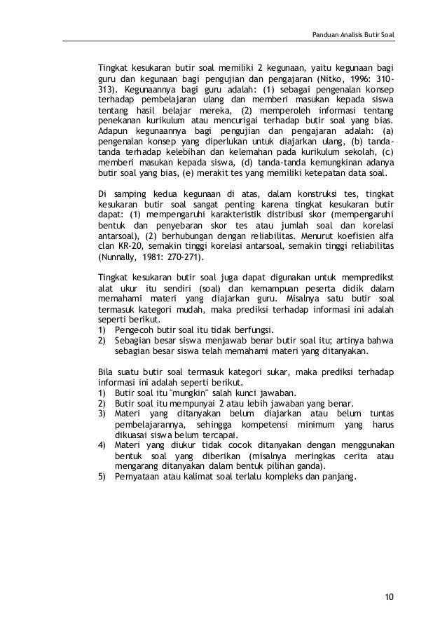 Panduan Analisis Butir Soal