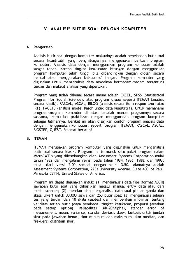 Panduan Analisis Butir Soal