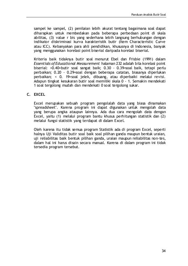 Panduan Analisis Butir Soal