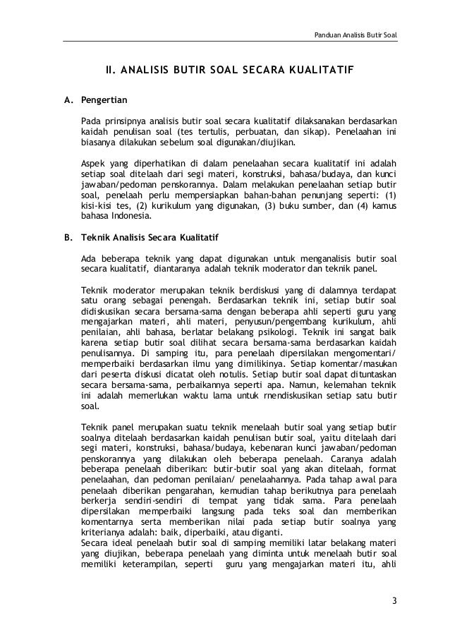 Panduan Analisis Butir Soal