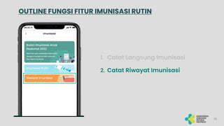 15
OUTLINE FUNGSI FITUR IMUNISASI RUTIN
1. Catat Langsung Imunisasi
2. Catat Riwayat Imunisasi
 