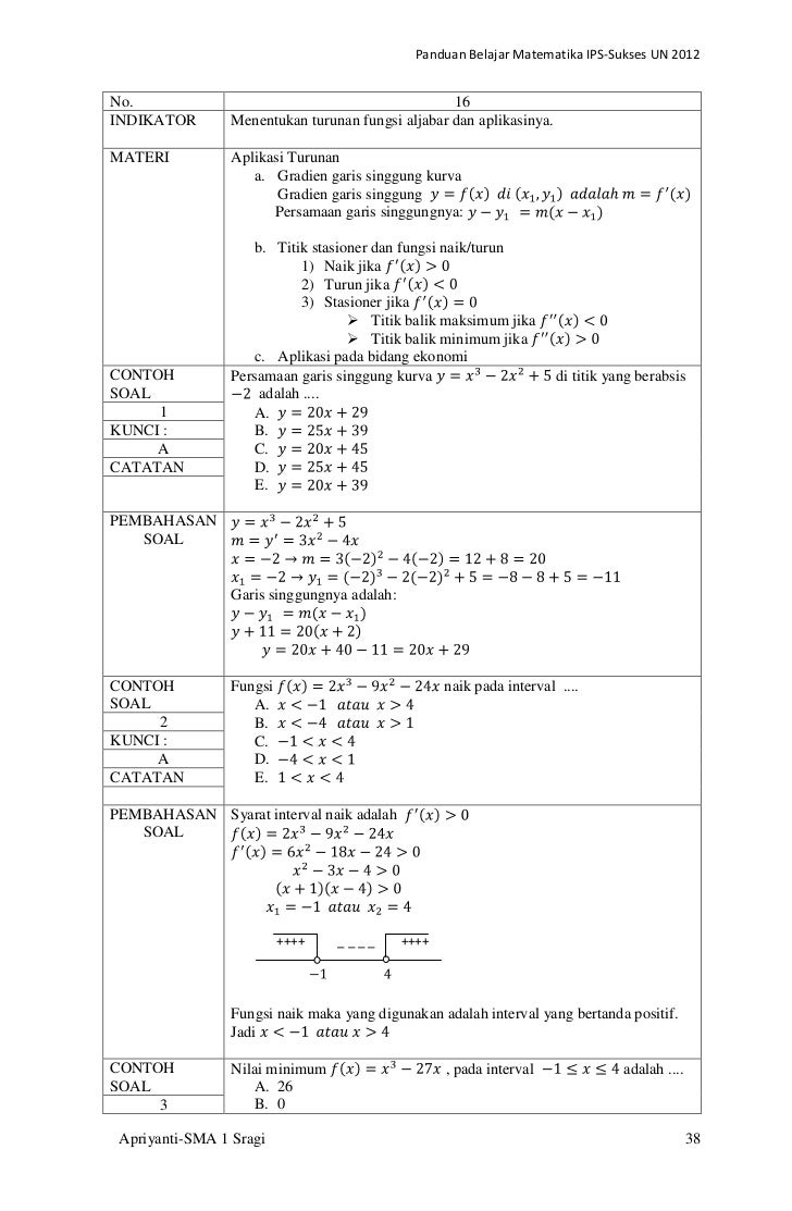 Panduan Belajar Matematika Ips Un 2012