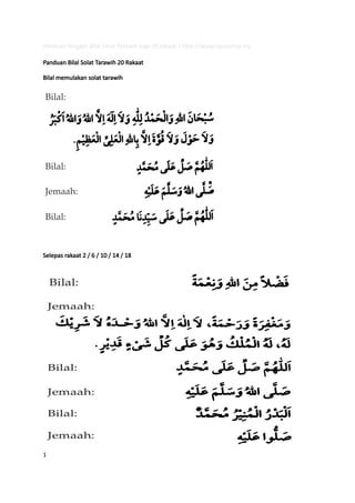 Panduan Ringkas Bilal Solat Tarawih 20 rakaat