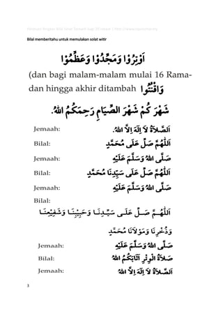 Panduan Ringkas Bilal Solat Tarawih 20 rakaat