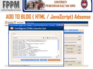 ADD TO BLOG ( HTML / JavaScript) Adsense