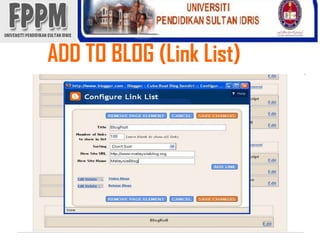 ADD TO BLOG (Link List)