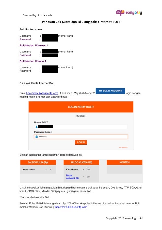 Panduan cek kuota dan isi ulang paket internet bolt