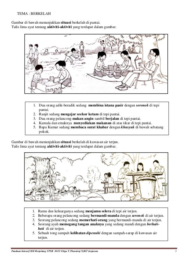 Panduan contoh gambar dan ayat bahagian a bahasa melayu 