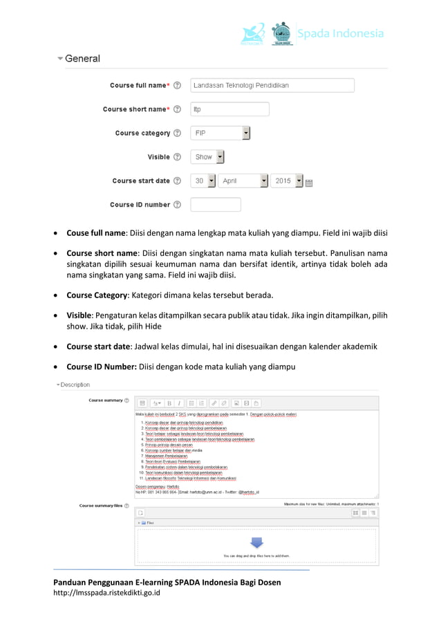 Panduan Penggunaan E-Learning LMS SPADA Indonesia | PDF