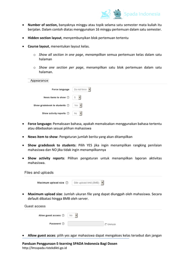 Panduan Penggunaan E-Learning LMS SPADA Indonesia | PDF