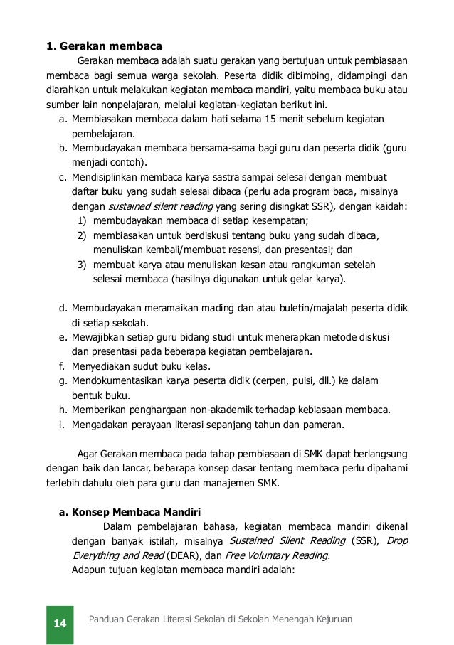 Panduan Gerakan Literasi Sekolah Di Smk
