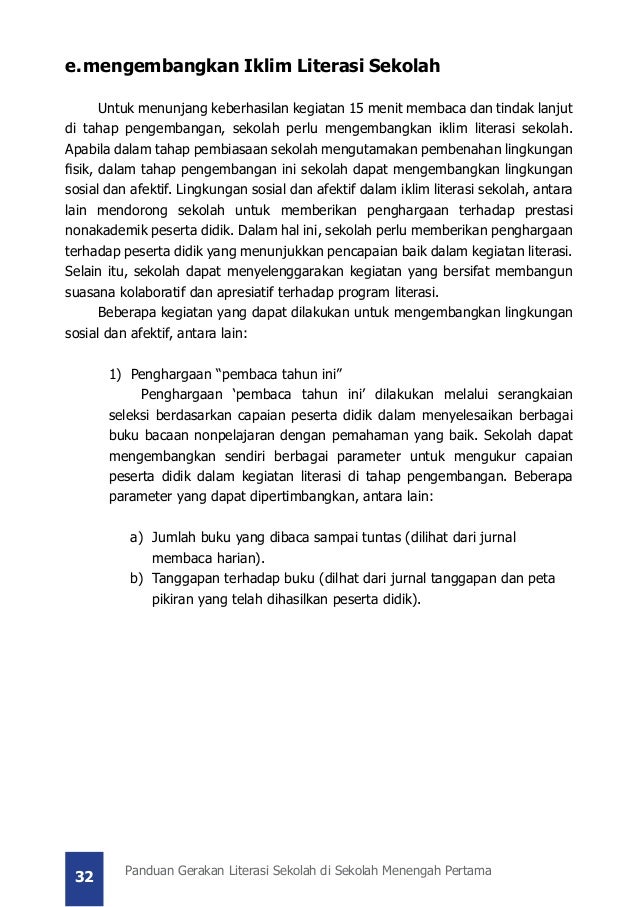 Panduan Gerakan Literasi Sekolah Di Smp