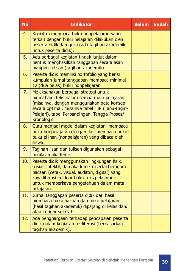 Panduan gerakan literasi sekolah di smp