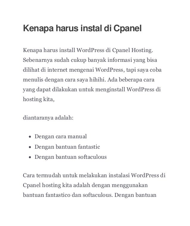 Panduan Instal Di Hosting Cpanel panduan instal di hosting cpanel