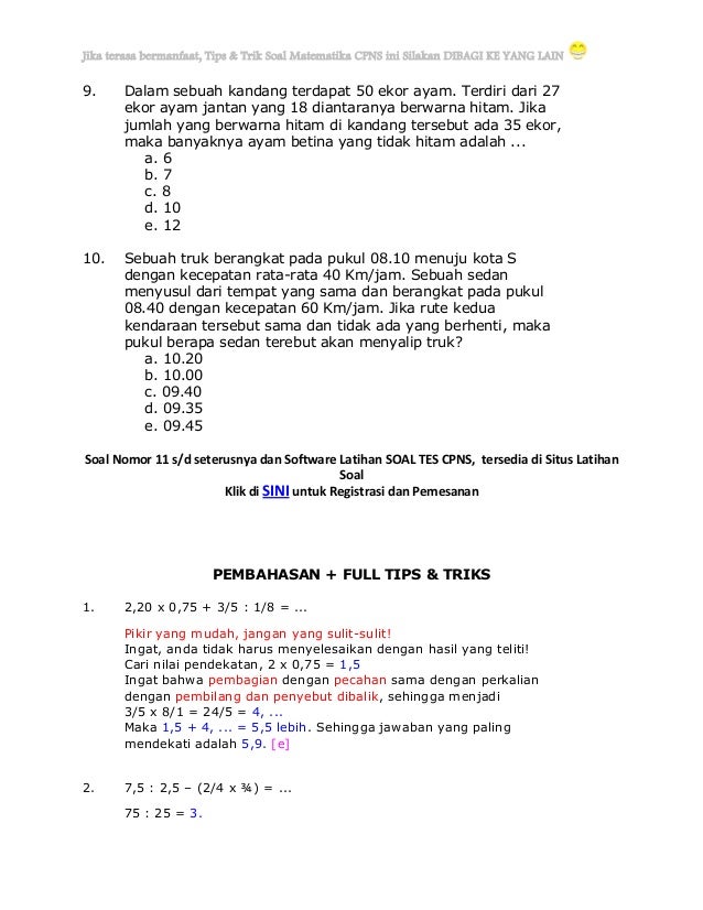 Panduan Jitu Mengerjakan Soal Matematika Cpns