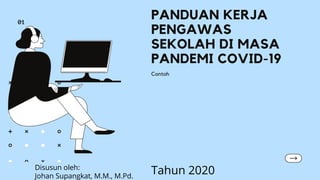 PANDUAN KERJA
PENGAWAS
SEKOLAH DI MASA
PANDEMI COVID-19
Contoh
01
Disusun oleh:
Johan Supangkat, M.M., M.Pd.
Tahun 2020
 