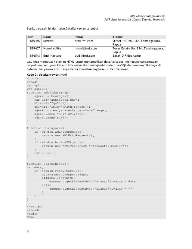 Panduan lengkap php ajax j query