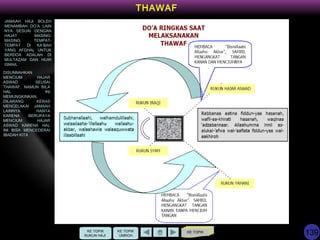KE TOPIK
THAWAF
JAMAAH HAJI BOLEH
MENAMBAH DO’A LAIN
NYA SESUAI DENGAN
HAJAT MASING-
MASING. TEMPAT-
TEMPAT DI KA’BAH
YANG AFDHAL UNTUK
BERDOA ADALAH DI
MULTAZAM DAN HIJIR
ISMAIL
DISUNNAHKAN
MENCIUM HAJAR
ASWAD SEUSAI
THAWAF, NAMUN BILA
HAL INI
MEMUNGKINKAN.
DILARANG KERAS
MENCELAKAI JAMAAH
LAINNYA HANYA
KARENA BERUPAYA
MENCIUM HAJAR
ASWAD KARENA HAL
INI BISA MENCEDERAI
IBADAH KITA
KE TOPIK
UMROH
KE TOPIK
RUKUN HAJI 139
 