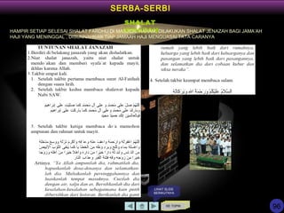KE TOPIK
LIHAT SLIDE
BERIKUTNYA
SERBA-SERBI
SHALAT
JENAZAHHAMPIR SETIAP SELESAI SHALAT FARDHU DI MASJIDIL HARAM, DILAKUKAN SHALAT JENAZAH BAGI JAMA’AH
HAJI YANG MENINGGAL , DISUNNAHKAN TIAP JAMAAH HAJI MENGUASAI TATA CARANYA
96
 