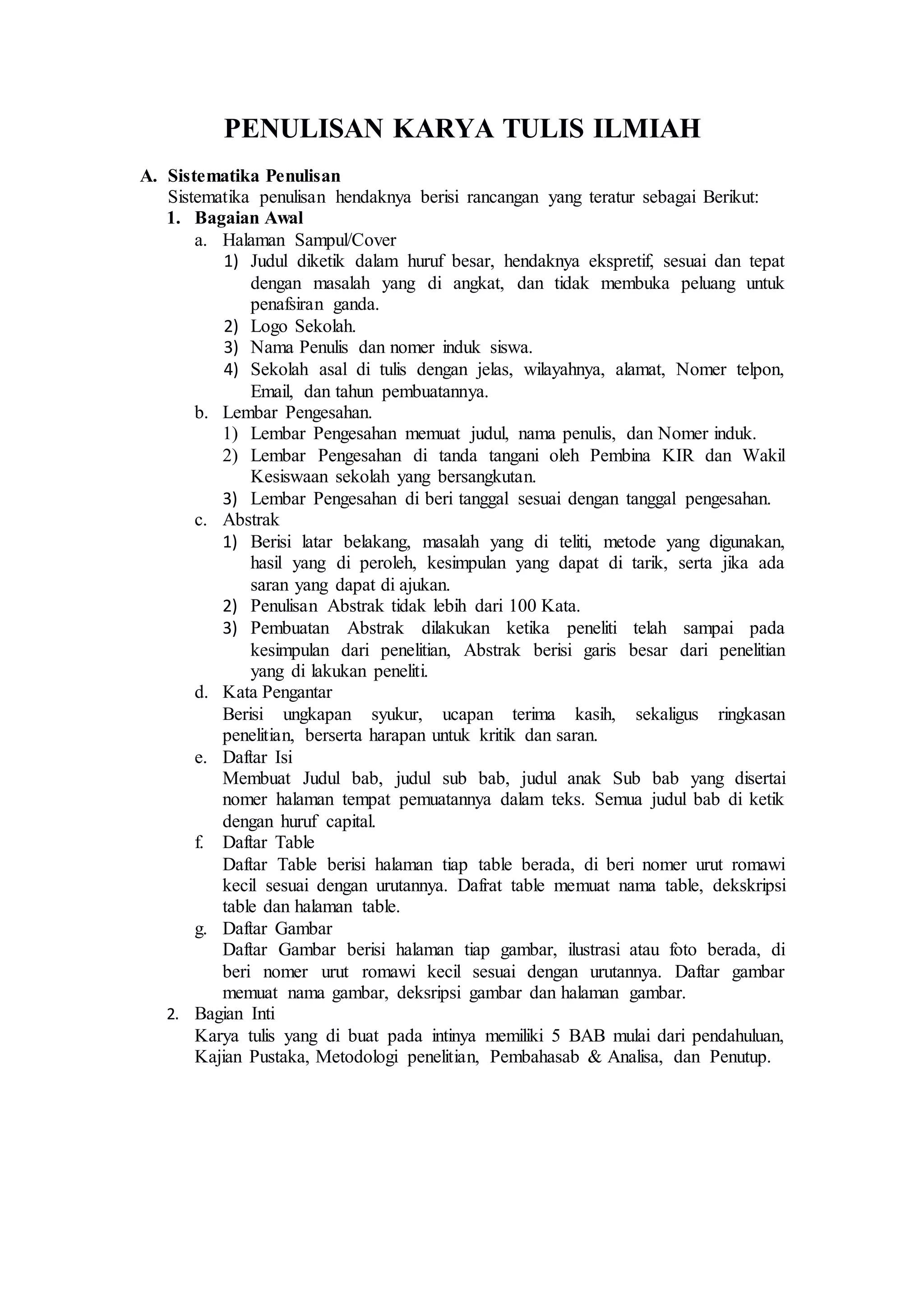 Panduan membuat karya tulis ilmiah remaja | DOCX