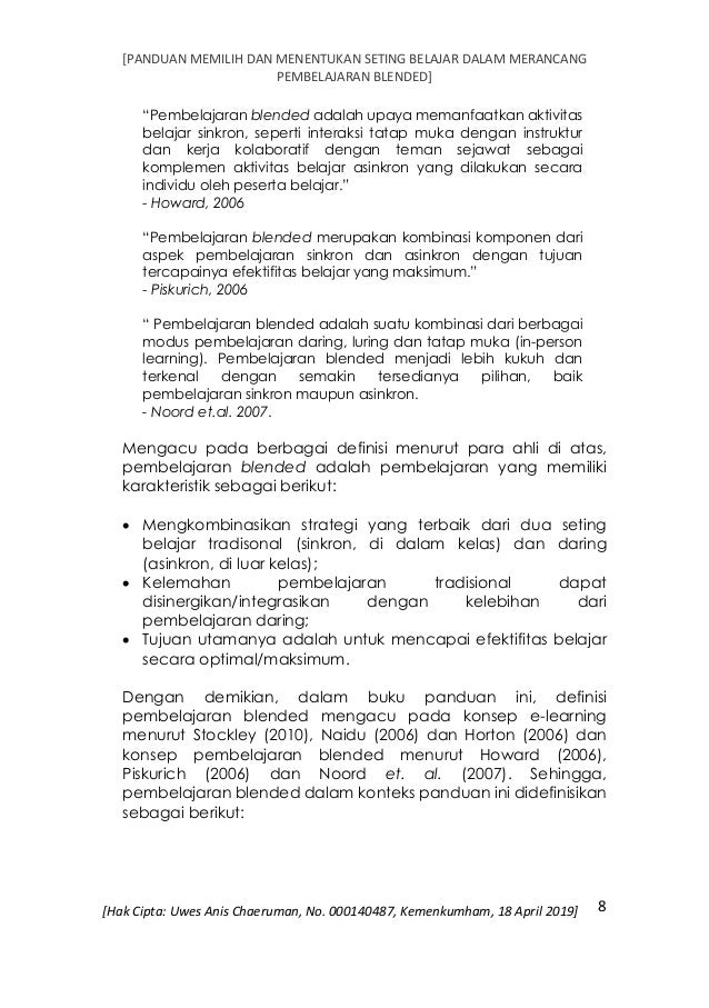 Panduan Memilih Dan Menentukan Seting Belajar Dalam Merancang Pembela