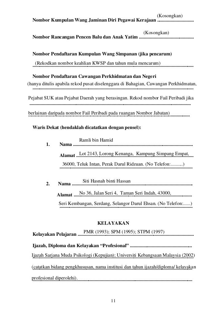 Contoh Surat Mohon Buku Rekod Perkhidmatan