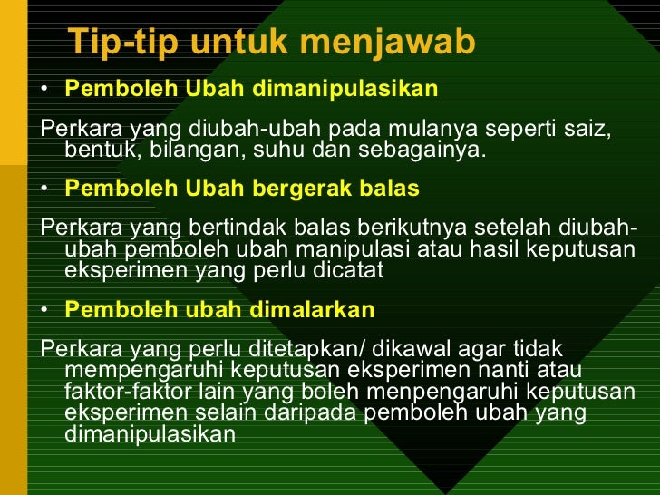 Panduan menjawab soalan sains