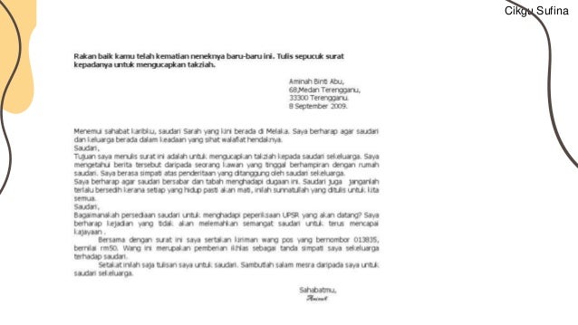 Potongan Markah Format Surat Kiriman Tidak Rasmi Pt3 2019