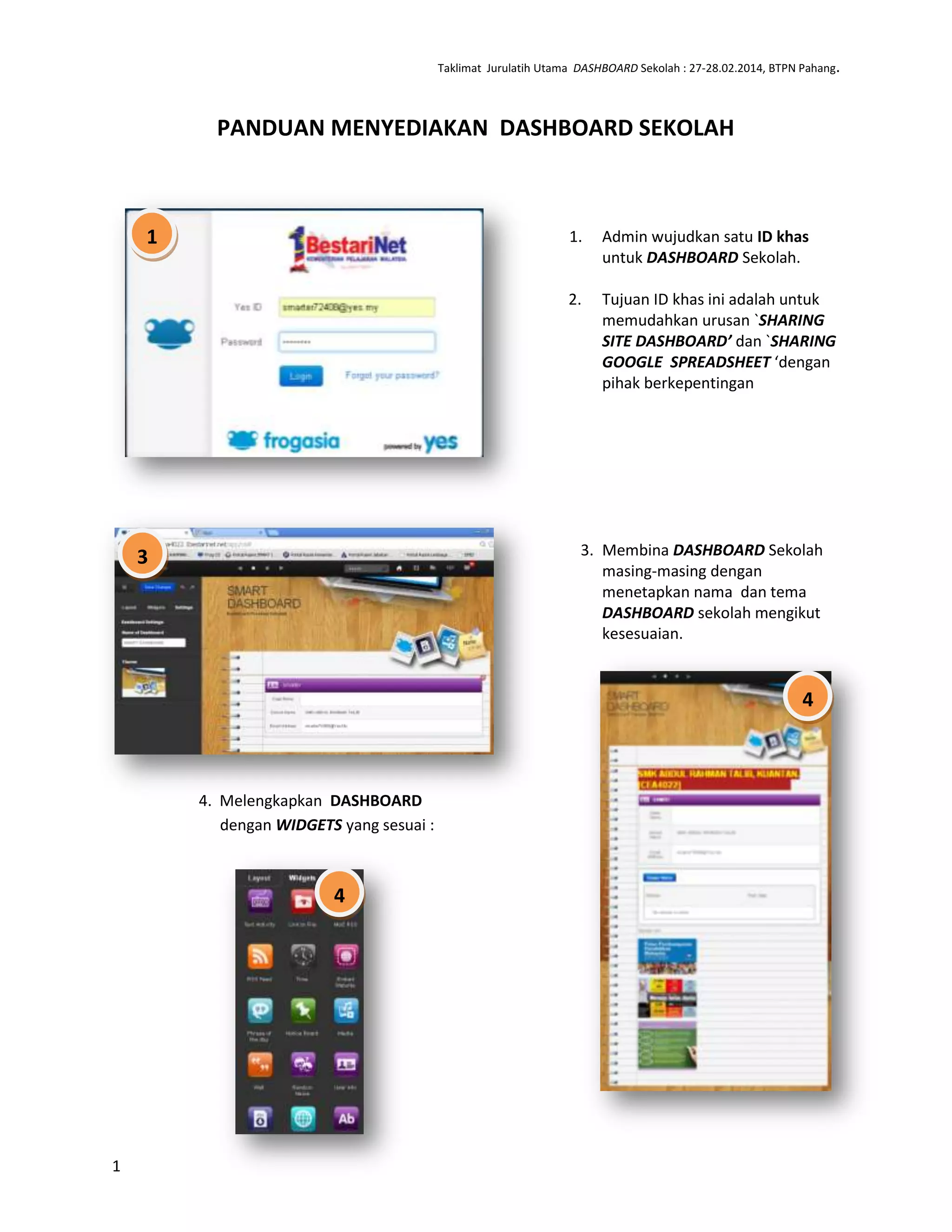 Panduan menyediakan dashboard sekolah | DOCX