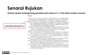 Senarai Rujukan
Senarai rujukan di penghujung penulisan perlu disusun A – Z dan tiada nombor susunan.
Chuah Kee Man@2020 | www.chuahkeeman.com
Indent ke dalam untuk baris kedua dan
seterusnya sekiranya lebih daripada 1 baris
 