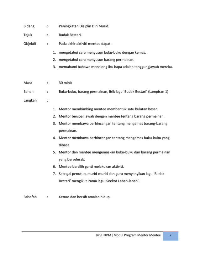 Panduan pelaksanaan dan modul program mentor mentee di sekolah | PDF